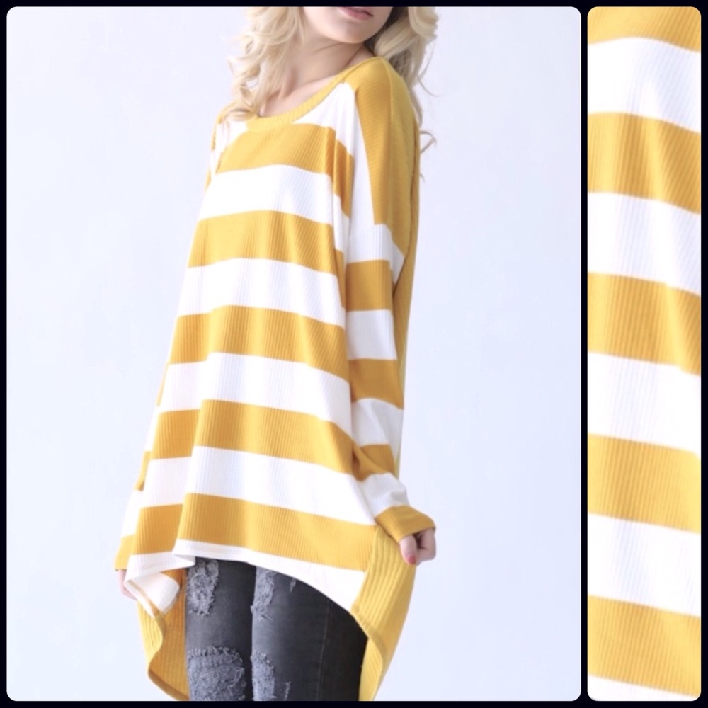 𑁍OVERSIZED RIBBED KNIT HIGH/LOW TOP𑁍